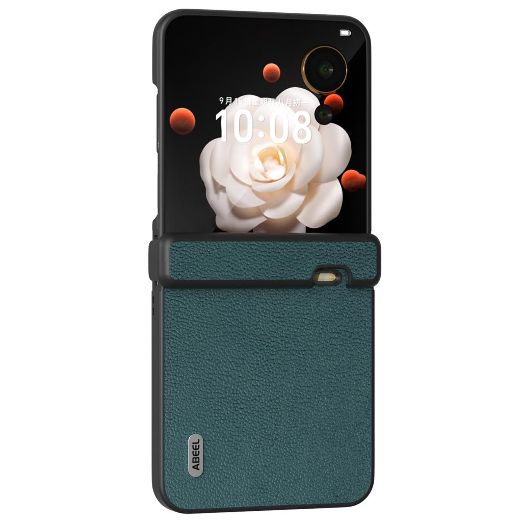 For Honor Magic V Flip 5G Case Hinge Design Genuine Cow Leather+PC Phone Cover