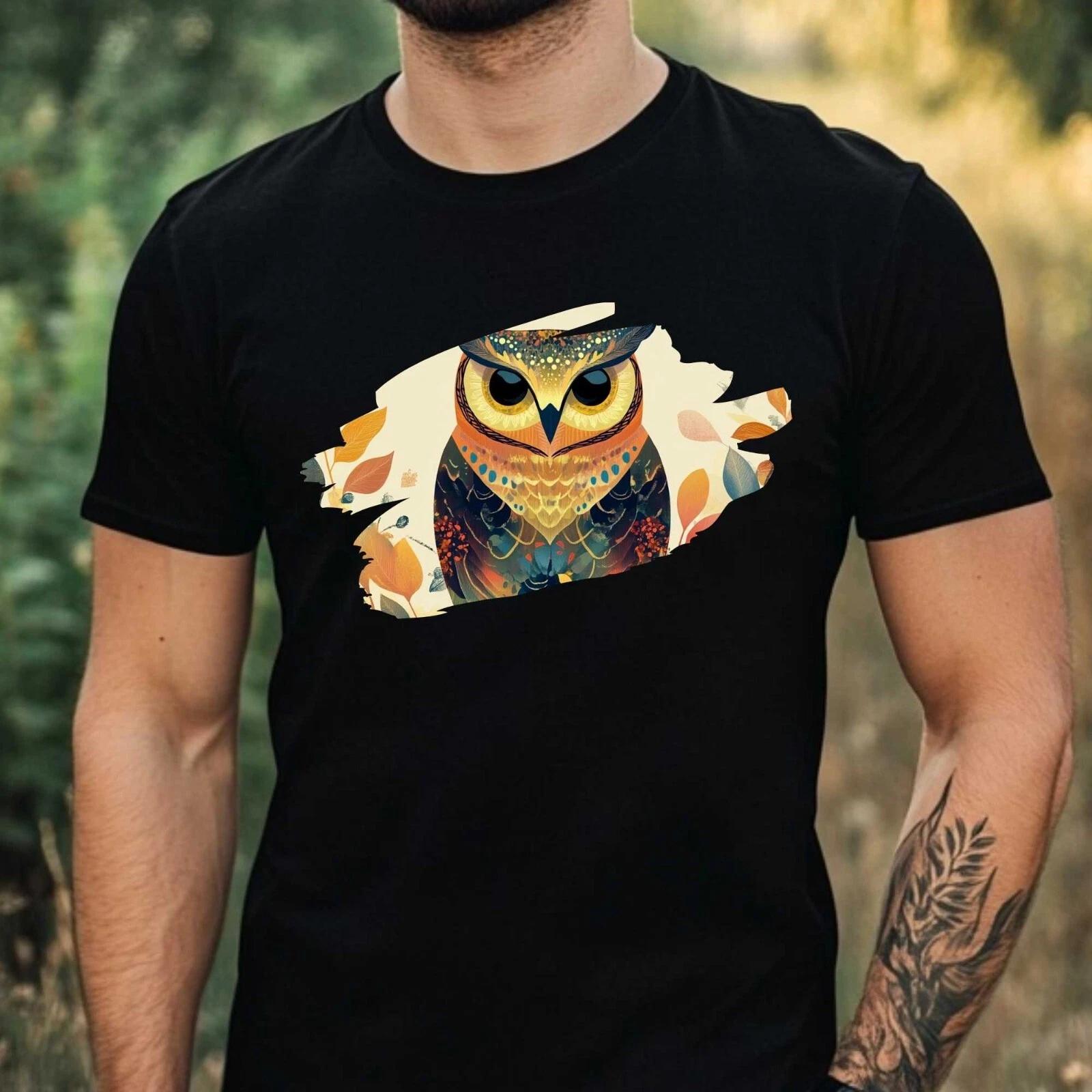 T-Shirt Herren Wunderliche Eule Motiv Baumwolle Größe XS bis 5XL XXL