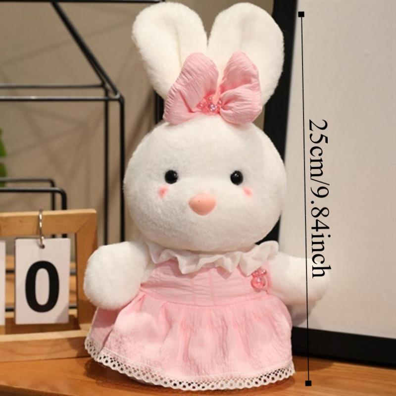 Wearing Bow Lace Dress Elegant Soft Fluffy Doll Pretty Stuffed Rabbit Doll Children's Toy