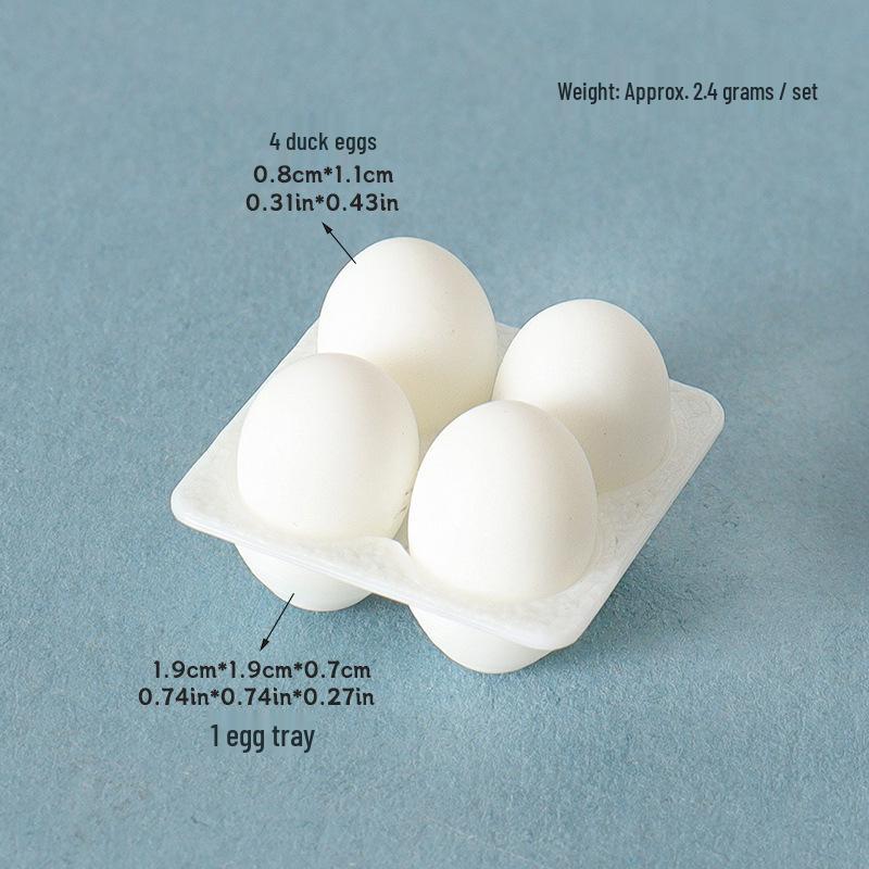 Mini Dollhouse DIY Egg Carton Model with Duck Egg Ornaments and Tray Accessories for Kitchen Scene Decor.