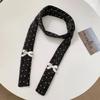 Fashionable Warm Polka Dot Scarf Korean Bowknot Soft Narrow Long Scarf Knitted Scarves Bib Women Neck Accessories