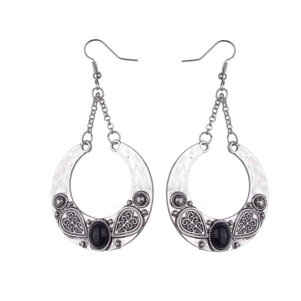 Retro Ethnic Gemstone Earrings for Women - Popular European & American Style