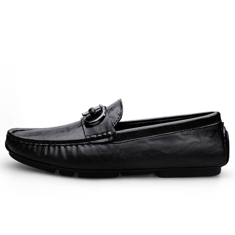 Fashion Fashionable Lightweight Genuine Leather Men's Formal Leather Shoes Handmade Soft Comfortable Non-slip Casual Men's Bean Shoes