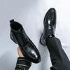 Men Brogues Boots Motorcycle Casual Ankle Boots Wingtip Dress Formal High Top Black White Leather Boots Over Sized