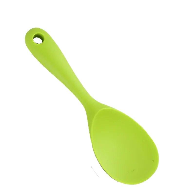 1Pcs Silicone Spoon Non-stick Cooking Spoon Anti-scalding Pot Rice High-temperature-resistant Spoon Durable Kitchen Gadgets