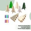 3D Unfinished Christmas Tree Silhouette Craft Set Wooden Christmas Tree Silhouette DIY Wood Tree Cutout With Colored Markers Set