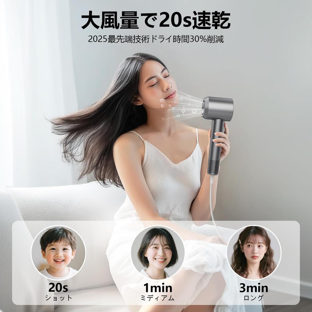 1300W Hair Fast 4 Temperature Negative Low Overheat Hair Hot and Cold Magnetic Nozzle High-Power Dryer, Drying, Settings, High-Concentration Ions,