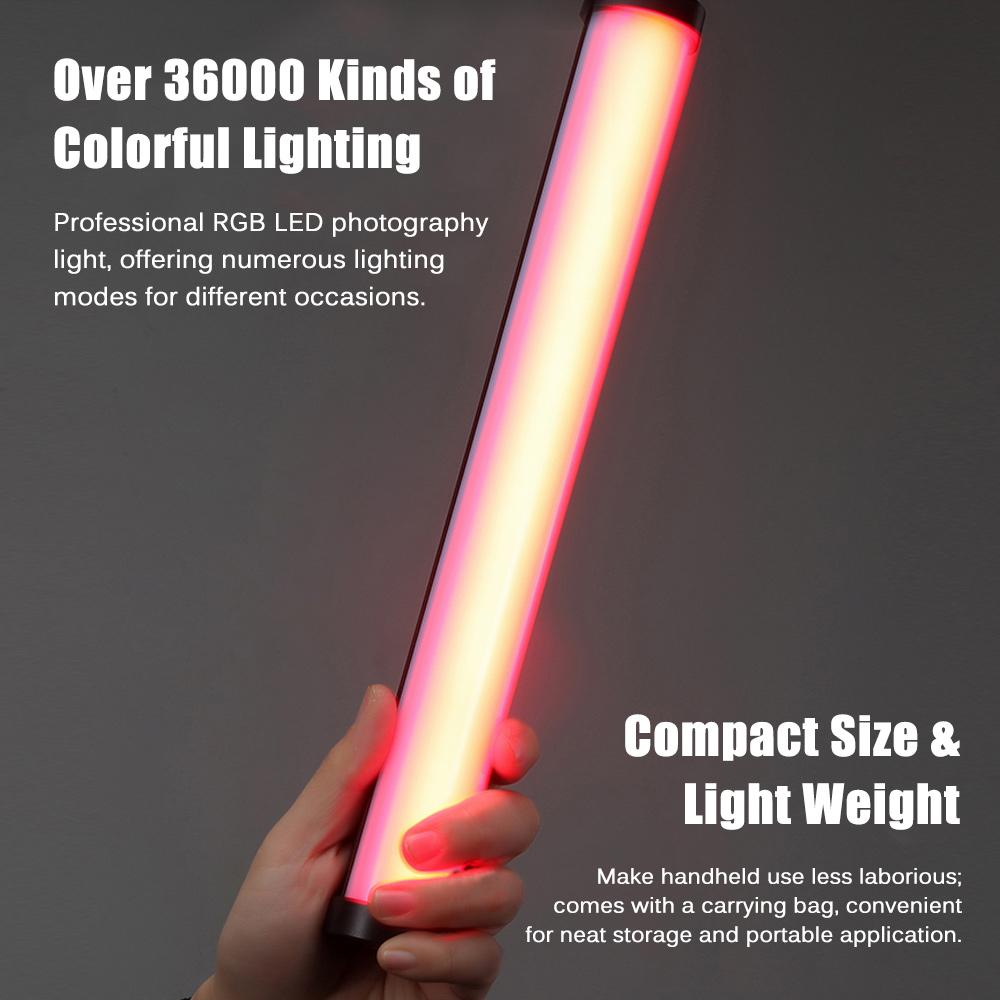 NiceFoto TC-210RGB RGB LED Full Color Light Tube Portable Fill Light Wand Stick with Bi-Color Temperature 2500K-9900K Stepless D