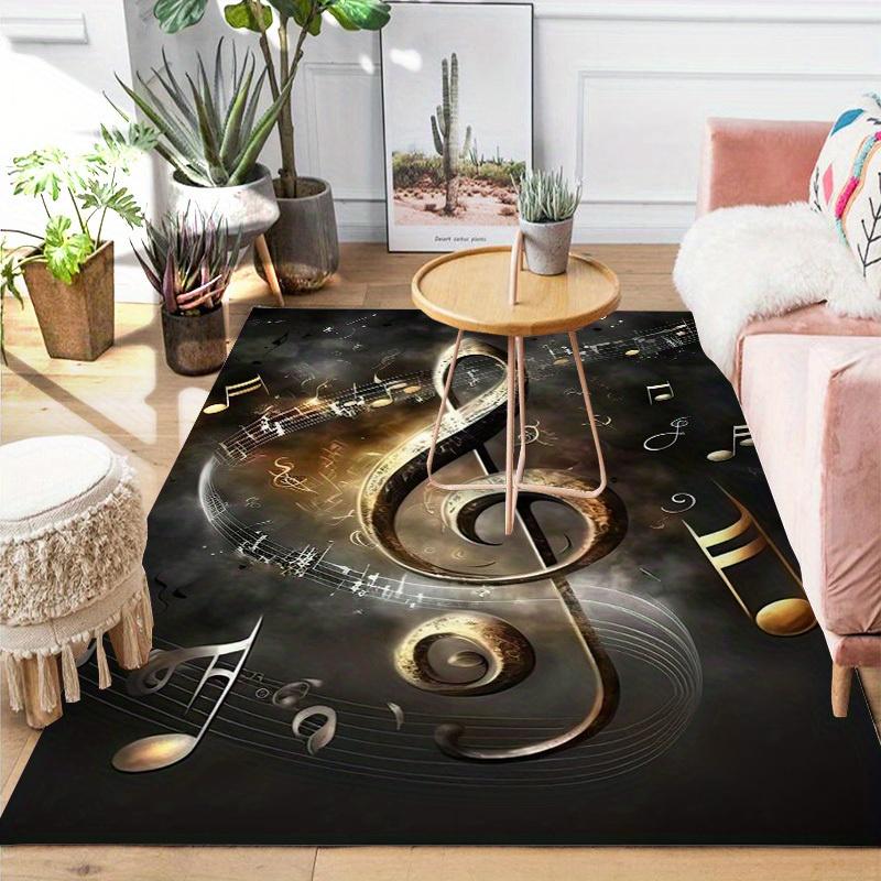 Oversized Music Notes Mat, Non-Slip Plush Rug with Treble Clef Design for Living Room Bedroom Game Room Decor
