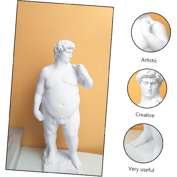 VOSAREA Fat David Statue - Roman Plaster Sculpture for Home Decor, Greek Mythology