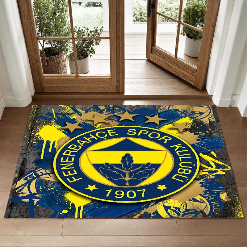 Fenerbahçe FC Design Crystal Velvet Rug Soft Decorative Mat for Bedroom Entrance