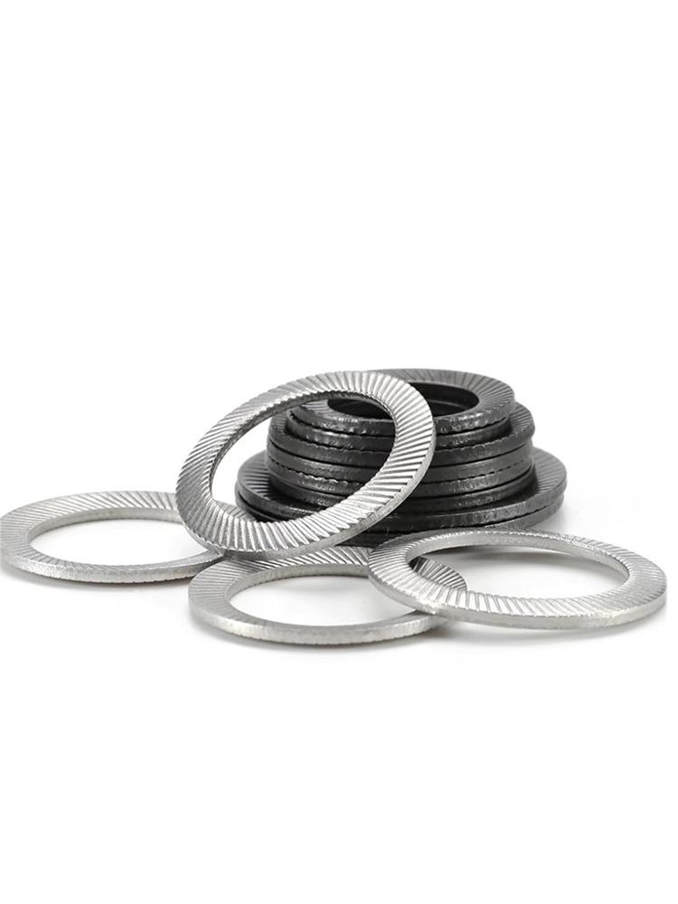 304 Stainless Steel Double-Sided Toothed Lock Washer, Anti-slip, Self-locking, Black Carbon Steel, M2-M42