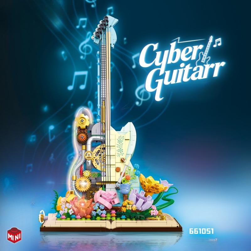 950pcs Cyberpunk Electric Guitar Building Blocks Children's Assembly Building Block Toys No Box