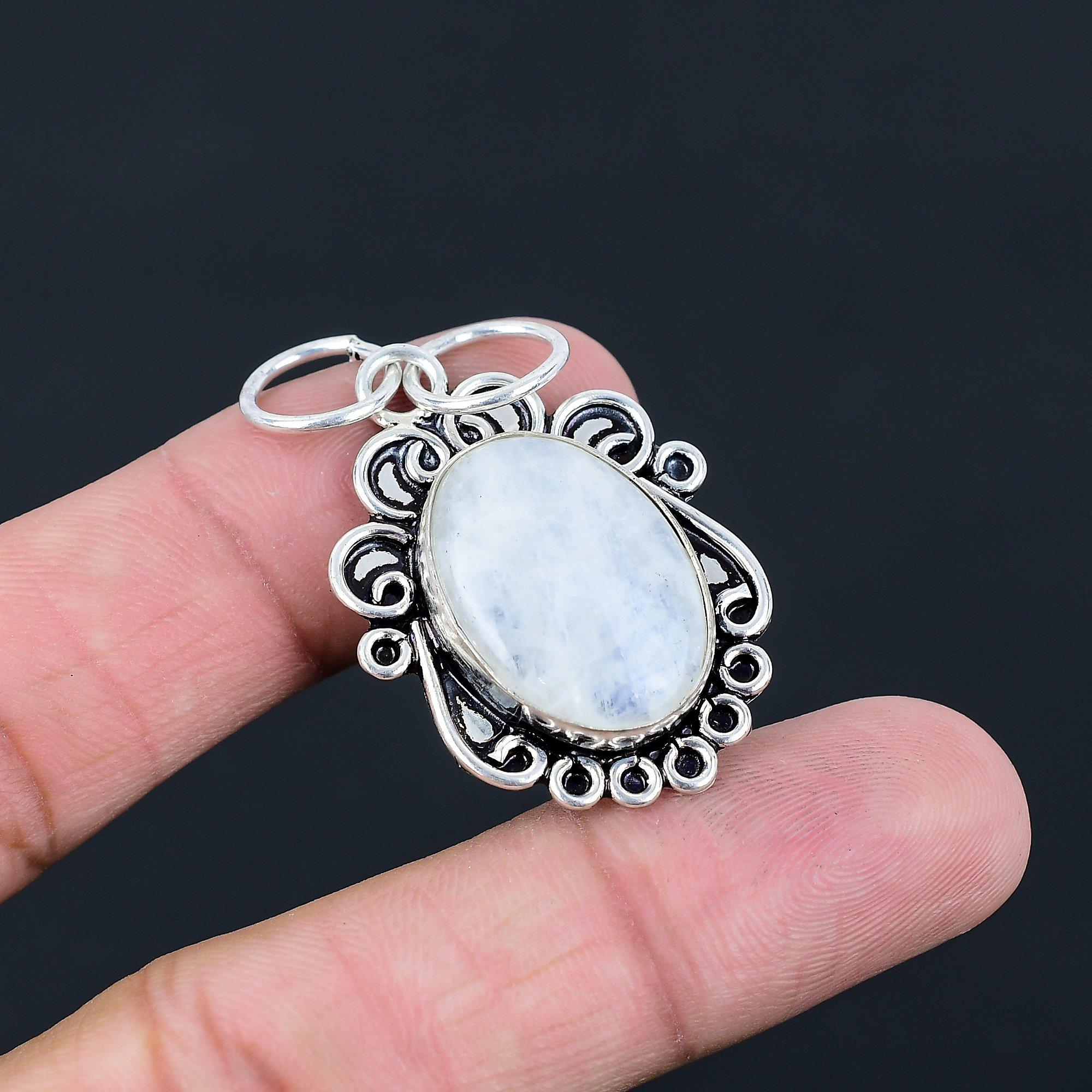 Серебряный Радужный Лунный Камень Камень Свадебный Ручной Работы Жена Кулон Украшение