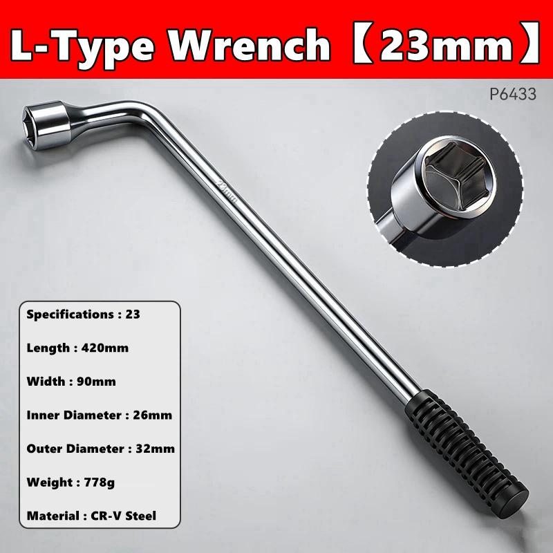 17/19/21/22mm Auto Ersatzrad Radschlüssel - L-Form Sechskantkopf Geschlitztes Ende Stecknuss Reparaturwerkzeug, Standard Radschlüssel