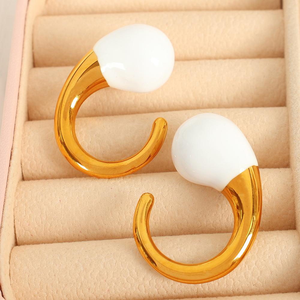Fashion Personality Epoxy Versatile Simple Niche Design Glossy Ring Titanium Steel Drop