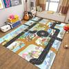 Kids Play Rug with Road Map City Scene Pattern Non Slip Educational Floor Mat for Children's Room Playroom Decor