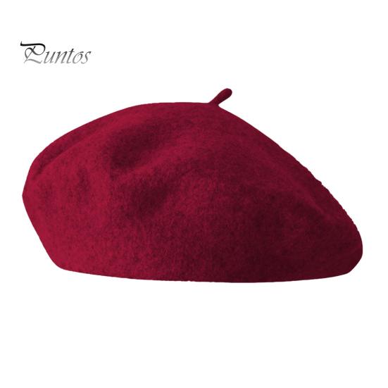 Women Beret Vintage Solid Color Painter Hat Wool Blend French Style Artist Cap Lightweight Headwear for Party Outdoor