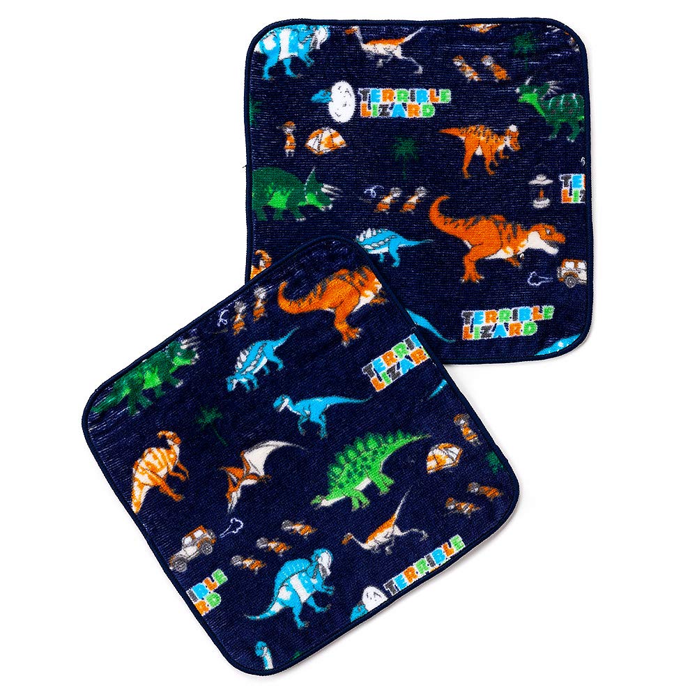 

COLORFUL CANDY STYLE Handkerchief Towel for Boys and Set of Dinosaur Continent N8603220 Kids, Imabari, Small, Cute, 2, Discover! Explore! (Navy)