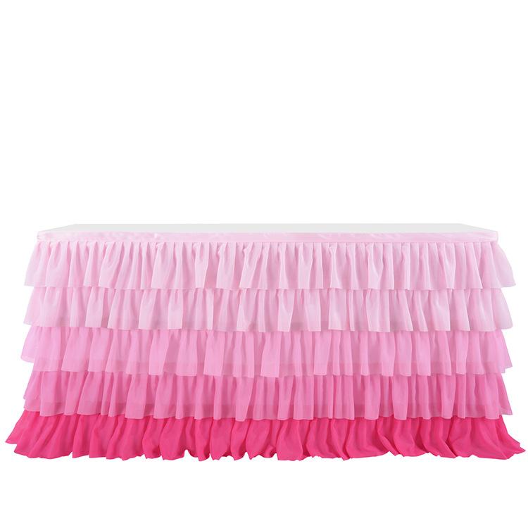 Surround Deco  Mariage Chiffon Table Skirt Birthday Party Tutu Gauze Table Skirt Wedding Decoration Pleated Blocked Table