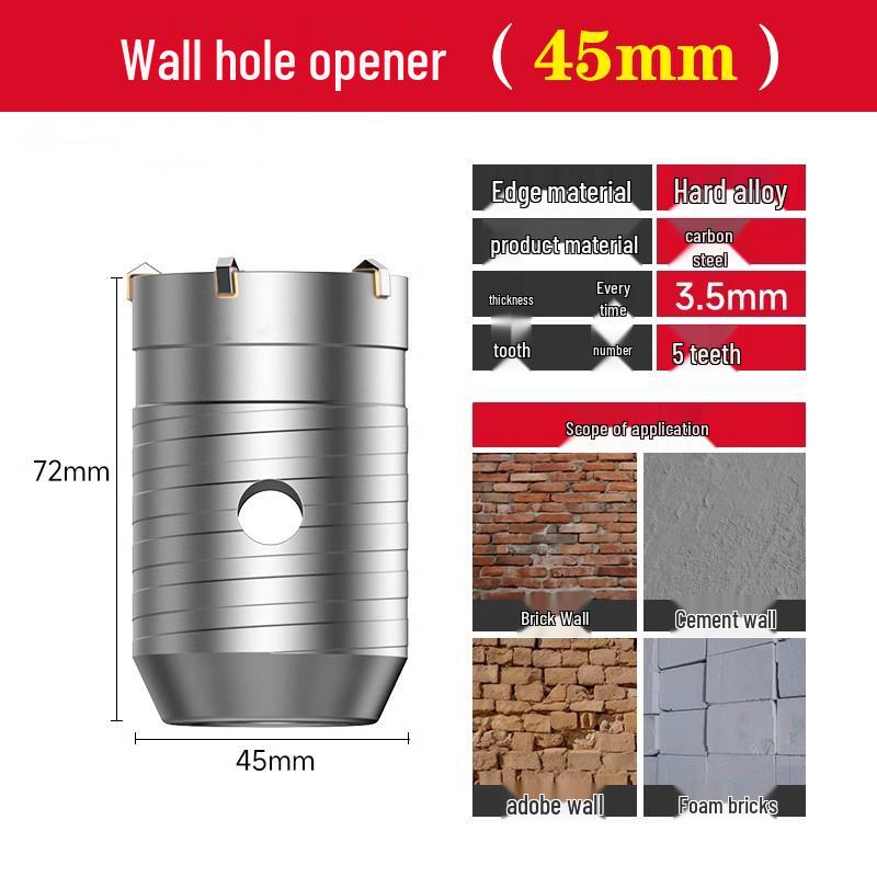 Impact Drill Bit Set for Wall and Concrete - Air Conditioner, Hollow Water Pipe, Dry Drilling