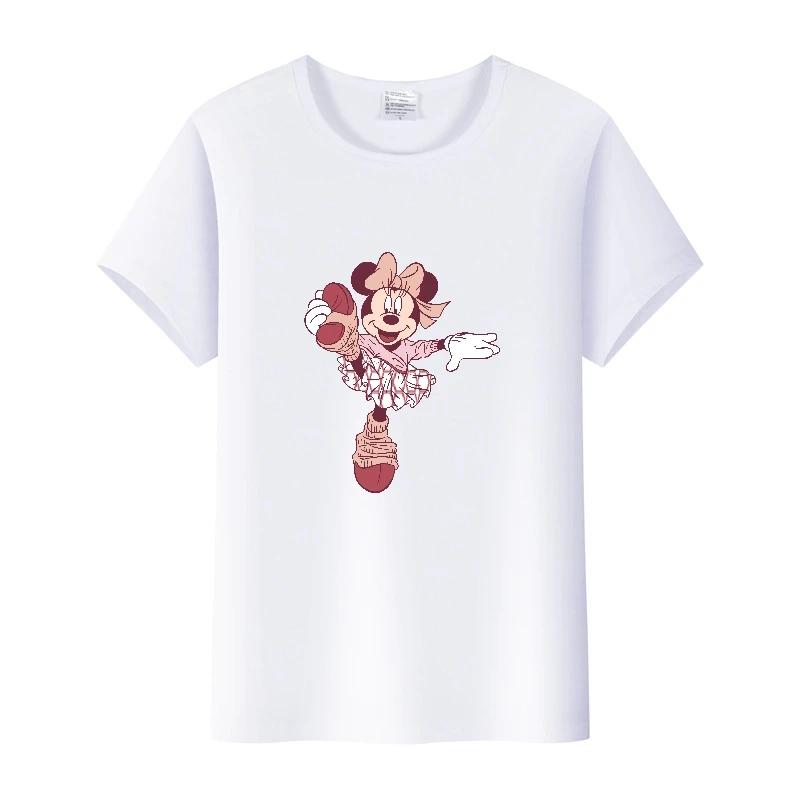 Fashion Summer Blouses T-shirt White 2000s Tees Cartoon Minnie Tshirt Mickey Mouse Tops Graphic Clothes Unisex