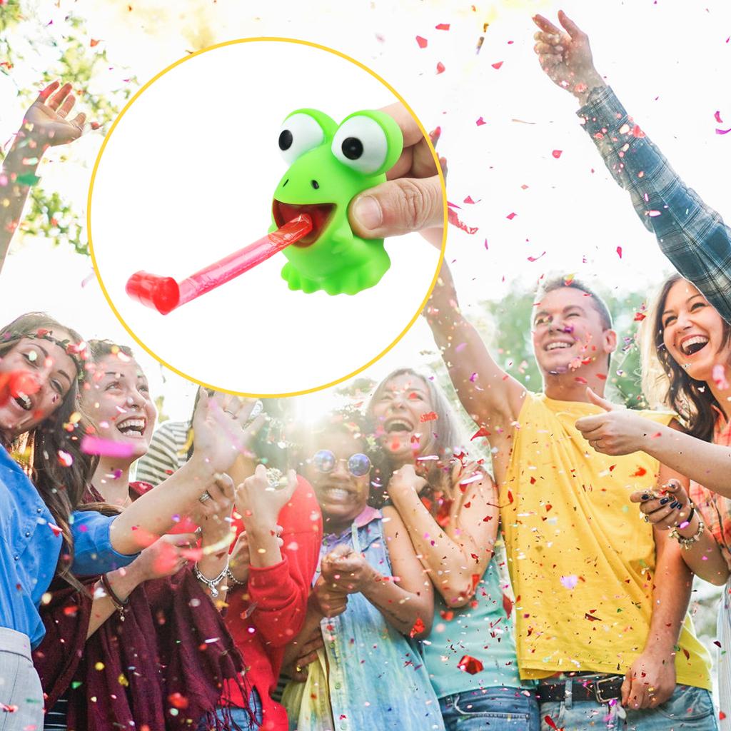 Creative and Humorous Tongue Sticking Frog Emits Sound To Vent, Squeezes and Screams, Pinches Music, and Pranks Toys