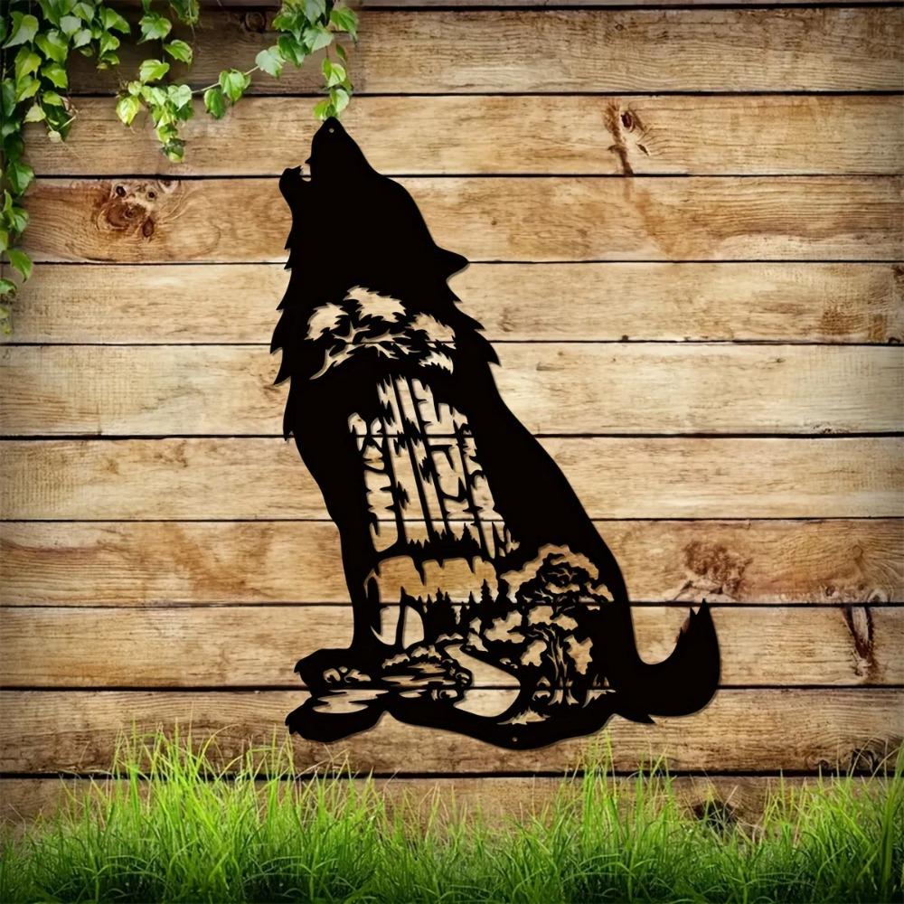 1pc Wolf Monogram Metal Sign Forest & Wolf Wall Decor Unique Wolf Hobby Wall Hanging Stylish Metal Art Perfect Gift for Him