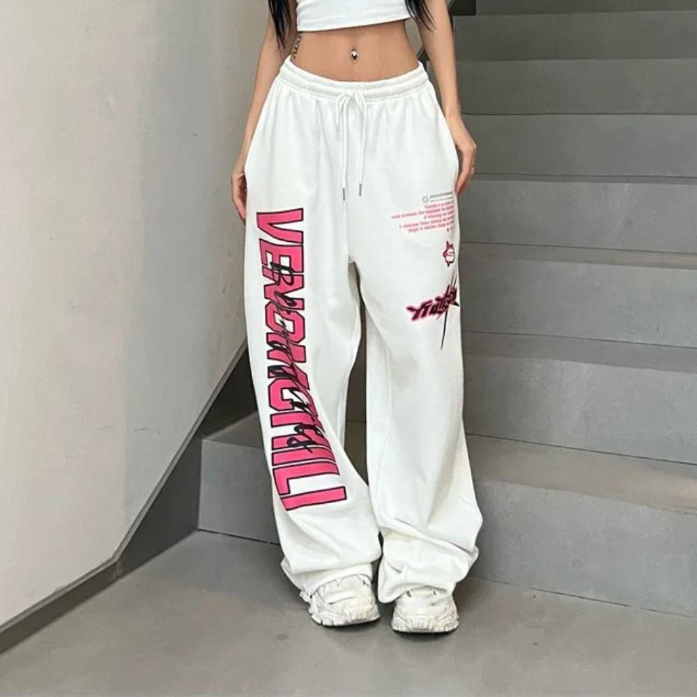 

Мешковатые спортивные штаны с завязками на шнурке, женские брюки с надписью «Letter», брюки Y2k Ins Hip Hop, спортивные брюки