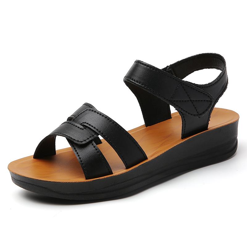 36-43 Летние женские большие модные сандалии на толстой подошве Повседневная обувь Обувь для мам Римская обувь 36 чёрный 1958₽