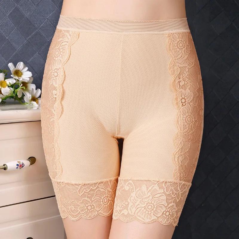 Plus Size Safety Short Pants Women Seamless Under Skirt Boxers for Women Sexy Lace Anti Chafing Boyshort Panties Underwear