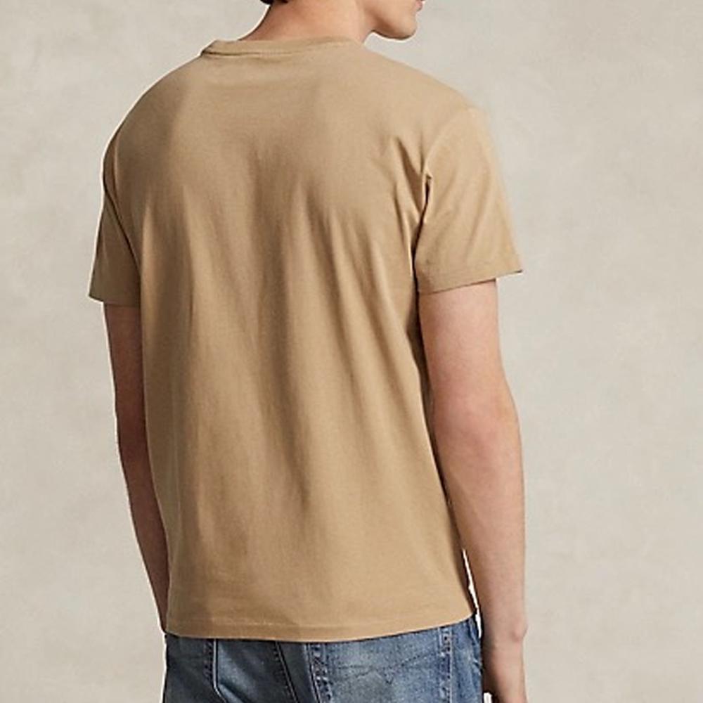 Polo Ralph Lauren FW23 Solid Color Small Pony Embroidered Crew Neck Short Sleeve T-Shirt Men T-Shirt Khaki 710671426-241