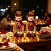 Handcrafted Wood Snowmen 2Pcs Rustic Wooden Snowman Tabletop Decor, Vintage Christmas Farmhouse Decorations Figurine, Holiday Centerpiece for