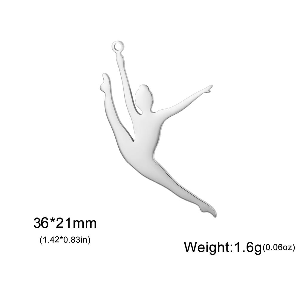 Teamer 5pcs/lot DIY Gymnast Sporter Charms Stainless Steel Gymnastics Dancer for Necklcae Bracelets Keychain Jewelry Making Gift
