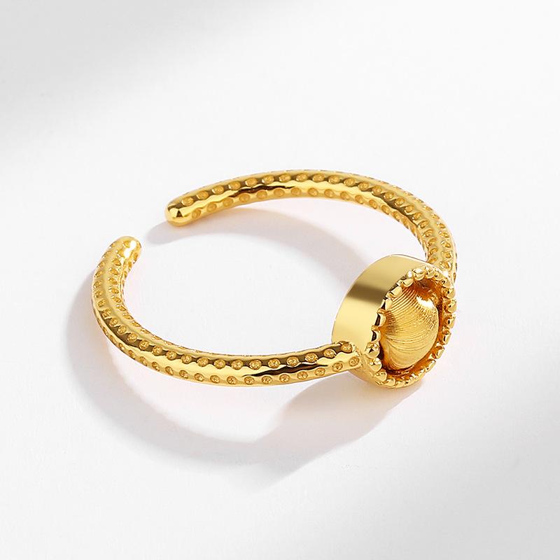 S925 Sterling Silver Cat Eye Transport Bead Ring for Women's Instagram Small and Luxury Style Gold Time Running Plain Ring Ring