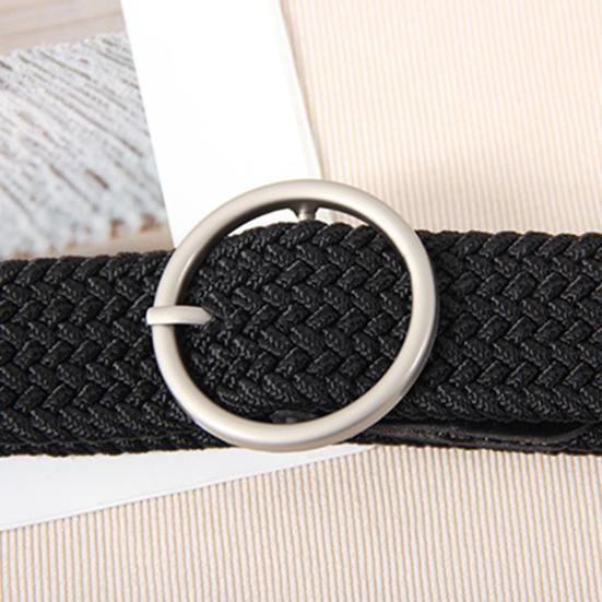 Women Canvas Jeans Belt No Punch-Free Design Wear-Resistant Braided Waistband Dress Shirt Tops Belt