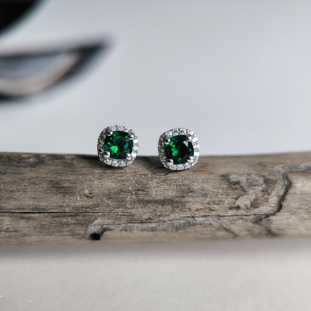 Серебряные серьги с изумрудом nano 1.43ct (2205395)
