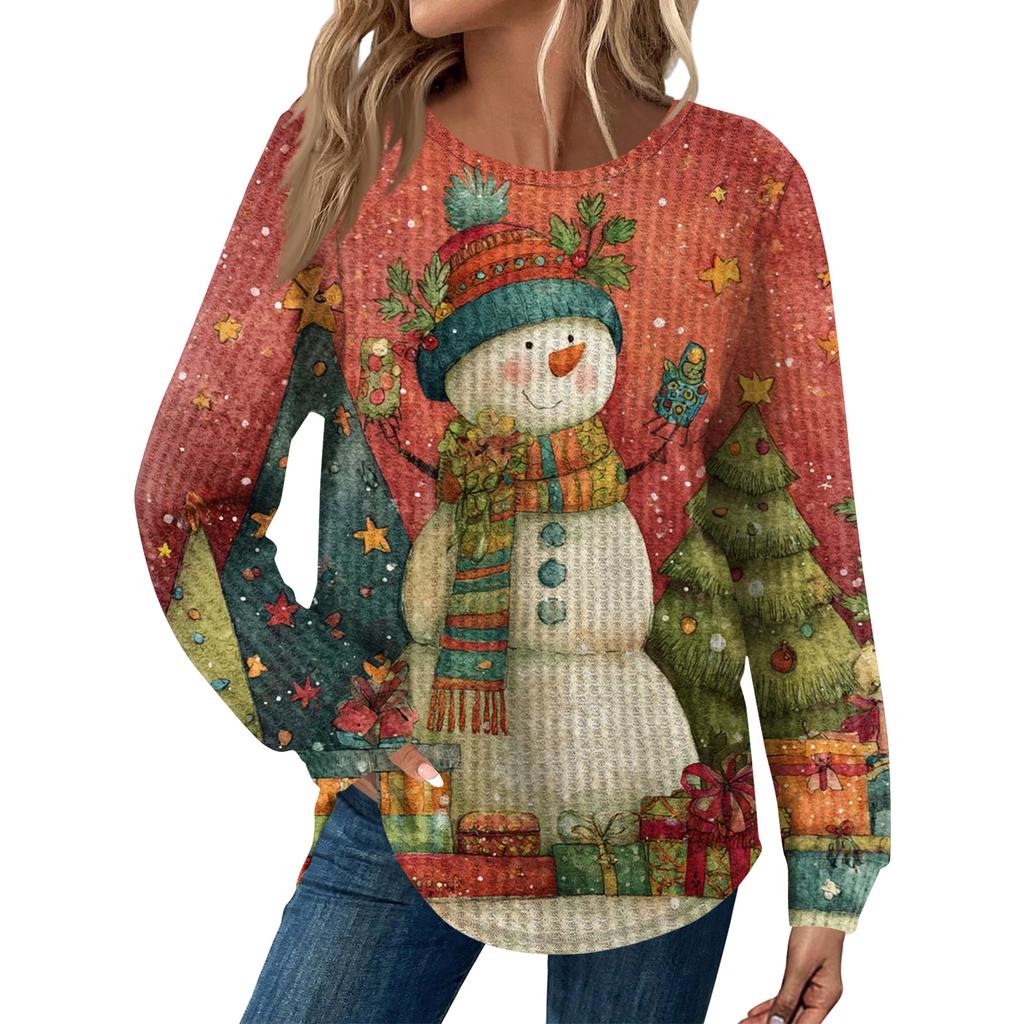 Dámská móda Dlouhý rukáv Vánoční Volný Dlouhý rukáv Kulatý výstřih Ležérní Top