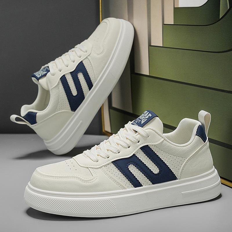 Новые осенние кожаные перфорированные дышащие кеды молодежного стиля на толстой подошве износостойкие повседневные туфли 39