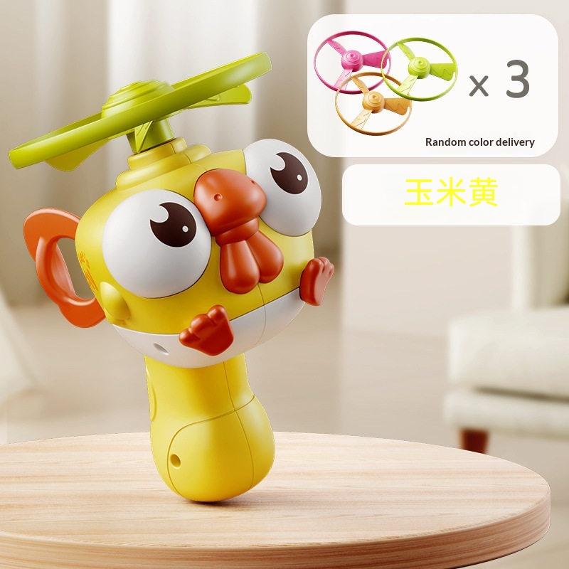 Children'S Outdoor Flying Bamboo Dragonfly Frisbee Gyro Gun Pistol Luminous Ufo Spinning Top Ejection Toy Kids Gyro Launcher