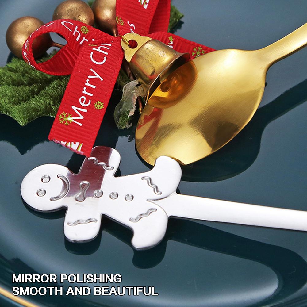 Christmas Stainless Steel Spoons Elk Christmas Tree Dessert Coffee Spoon Nordic style Kitchen Decorations Present for Holiday