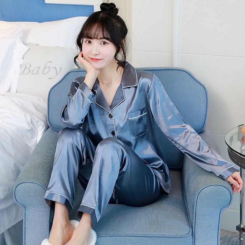 Luxuriously Soft Ice Fabric Ladies Long Sleeve Pyjamas Set For Ultimate Comfort