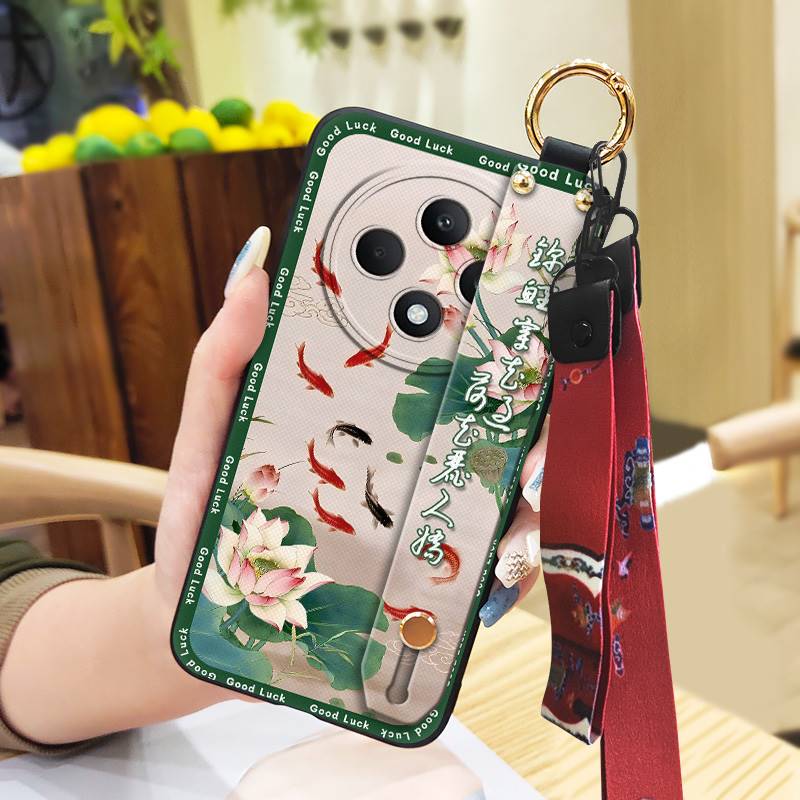 Elderly Lady Kickstand Phone Case For OPPO Reno12F 5G Ring Anti-knock Dirt-resistant Soft Case Wristband Protective