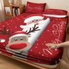 Santa Claus Elk Christmas Tree Print Coreless Fitted Sheet Set Christmas Theme Fitted Sheet Soft Bedspread Bedroom Bedding Decor