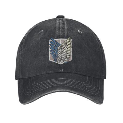 Casual Attack On Titan Survey Corps. Baseball Cap for Unisex Women Distressed Denim Snapback Cap Outdoor Workouts Hats Cap