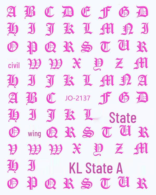 12-Color Gothic Letter 3D Nail Art Stickers: Fluorescent, Hot Stamping, Laser Decals