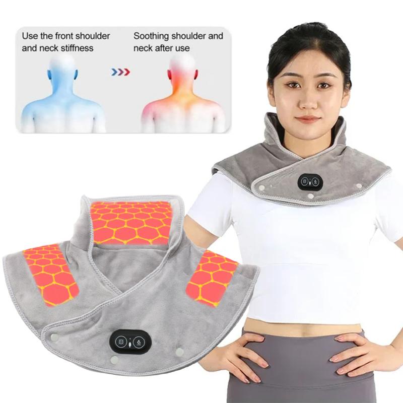 Binchi Health Electronics Electric Heating Shoulder Neck Pad Three Gear Hot Compress Cervical Massage Vibration Shawl Usb Warm Back Brace Heated Massager
