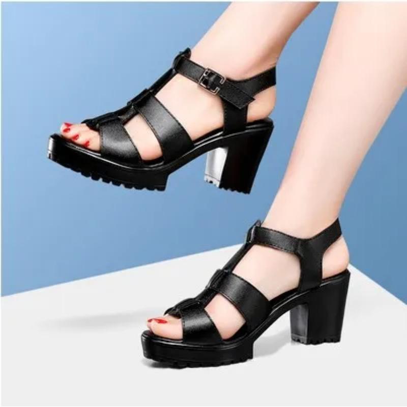 Sandales à plateforme et semelle épaisse pour femme, chaussures d'été à talons hauts, style gladiateur, petite taille 32-43, modèle de bureau