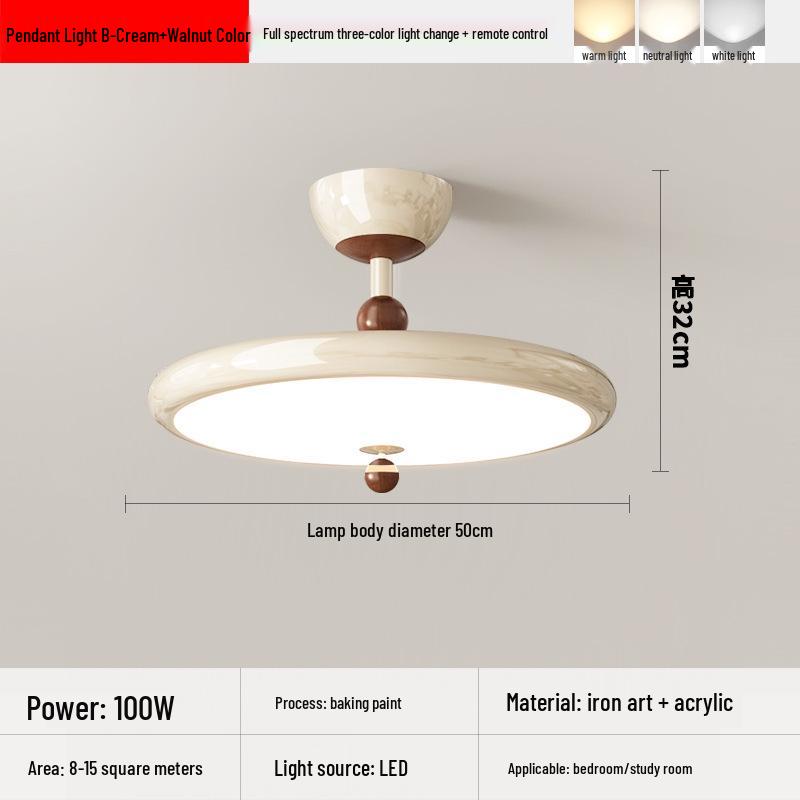 French Cream Medieval Wood Grain Wabi-Sabi Chandelier for Bedroom & Study