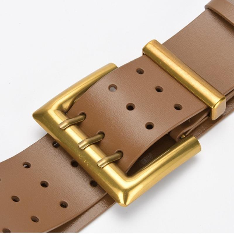 Three-breasted Belt Extra Wide Coat Belt Stylish Women's Belt with Unique Buckle Decoration